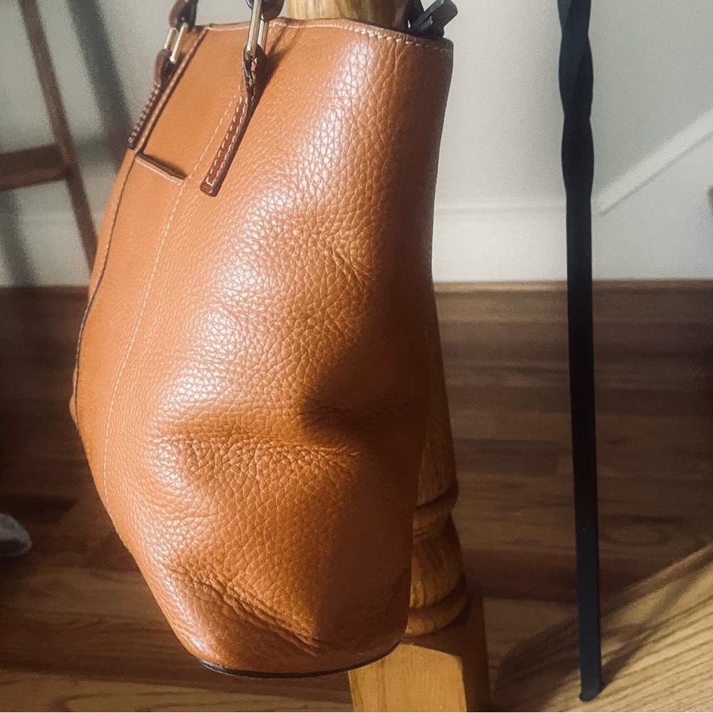 Dooney And Bourke Lexington Shopper Pebbled Leather Shoulder Tote Bag Camel Tan - Picture 7 of 16